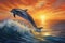 Majestic Dolphin sky sea. Generate Ai