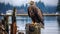 Majestic Eagle On Old Pier: Captivating Documentary Travel Photography