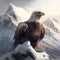 Majestic eagle in realistic snowy mountain range (generative AI)