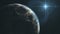 Majestic earth zoom in orbit starry background