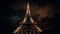 Majestic Eiffel Tower illuminates Paris at dusk generated by AI