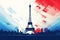 Majestic Eiffel tower Paris monument with French flag colors for bastille day Generated Ai