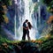 Majestic Embrace: Vows Shared under a Towering Waterfall