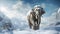 Majestic Encounter: White Asian Elephant Against Snowy Mountain