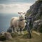 Majestic Encounters: Bicycle and Sheep Amidst the Splendor of an Irish Cliff