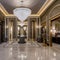 Majestic Entryway: A grand entryway with a sweeping staircase, a crystal chandelier, and a massive floor-to-ceiling mirror to cr