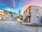 Majestic evening cityscape with Parish Church of the Assumption  in Zonza village