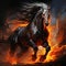 Majestic Fire Horse. AI generation
