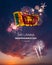 Majestic fireworks and flag of Sri Lanka