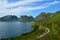 Majestic fjord and mountain landscape panorama photo senja island