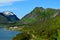 Majestic fjord and mountain landscape panorama photo senja island