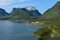 Majestic fjord and mountain landscape panorama photo senja island