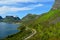 Majestic fjord and mountain landscape panorama photo senja island