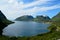 Majestic fjord and mountain landscape panorama photo senja island summer