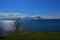 Majestic fjord and snowy mountain in summer