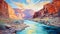 Majestic Flow: Impressionist Canvas Capturing the Beauty of Colorado River