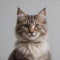 Majestic fluffy Cream-Colored Long-Haired Cat Posing Against a Neutral Background