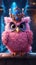 The Majestic Fluffy Owl Wearing a Pink Feathery Crown in Unreal Engine Style .
