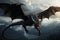 Majestic Flying black dragon. Generate Ai