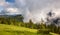 Majestic fog and clouds in the Mountain valley landscape