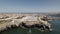 Majestic fortress on cliff with Peniche city in background, Portugal. Aerial circling