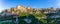 Majestic full view at the Cuenca Hanging Houses, Casas Colgadas, iconic architecture on Cuenca city