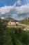 Majestic full view at the Cuenca Hanging Houses, Casas Colgadas, iconic architecture on Cuenca city