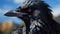 Majestic Gaze: Photorealistic Black Raven Closeup