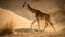 Majestic giraffe stands in arid savannah, admiring natural beauty generated by AI