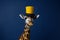 Majestic Giraffe with Top Hat Portrait. Generative AI illustration