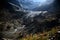 Majestic glacier in the rays of the setting sun