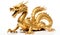 Majestic Golden Dragon Statue on White. Generative ai