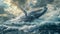 Majestic gray whale migration along pacific coast in cinematic photorealistic shot