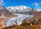 Majestic Great Aletsch Glacier in Swiss Alps. Valais, Switzerland