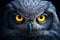 Majestic great gray owl portrait with neon blue eyes symbol of nature freedom and mystery