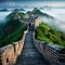 Majestic Great Wall of China: A Misty Morning Marvel