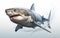 Majestic Great White Shark on White Backdrop -Generative Ai