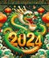 Majestic green dragon, symbolizing Chinese New Year of 2024