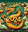 Majestic green dragon, symbolizing Chinese New Year of 2024