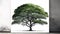 Majestic Green Tree with a Vibrant Crown and a Serene White Background, Made with Generative AI