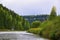 The majestic gypsum stone massif Usvinskie Stolby on the right bank of the Usva River