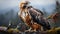 Majestic hawk perching on branch, nature beauty in focus generated by AI