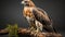 Majestic hawk perching on branch, talon ready to hunt generated by AI