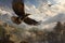 Majestic hawks soaring through ancient skies in in