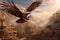 Majestic hawks soaring through ancient skies in in