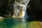 Majestic Hidden Waterfall in Natural Landscape, located in the Aragonese Pyrenees, Huesca, Spain