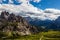 Majestic high mountain view of Dolomites mountain when hiking aroud Tre Cime trail, Italy