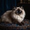 Majestic Himalayan Cat on Plush Velvet Cushion