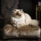 Majestic Himalayan Cat on Plush Velvet Cushion