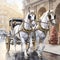Majestic Horse-Drawn Carriage in a Bustling City Scene